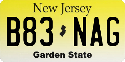 NJ license plate B83NAG