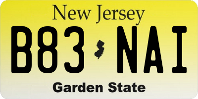 NJ license plate B83NAI