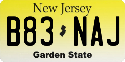 NJ license plate B83NAJ