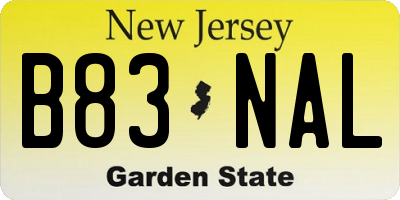 NJ license plate B83NAL