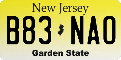 NJ license plate B83NAO