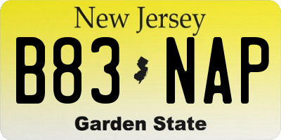 NJ license plate B83NAP
