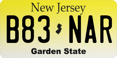 NJ license plate B83NAR