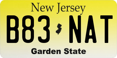 NJ license plate B83NAT