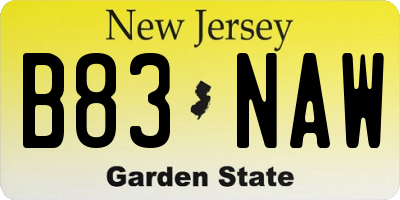 NJ license plate B83NAW