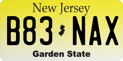 NJ license plate B83NAX