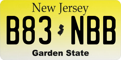 NJ license plate B83NBB