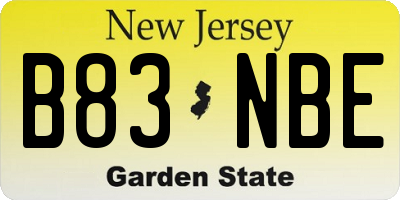 NJ license plate B83NBE