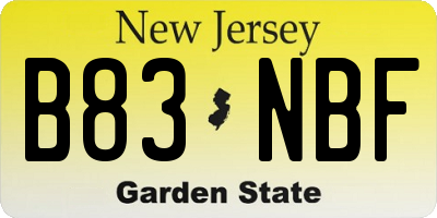 NJ license plate B83NBF