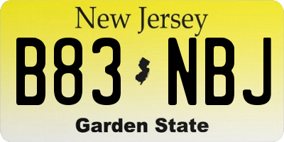 NJ license plate B83NBJ
