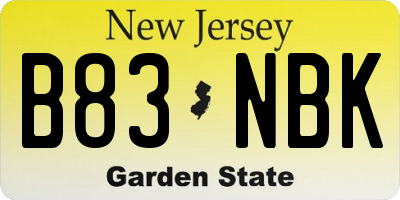 NJ license plate B83NBK