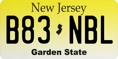 NJ license plate B83NBL