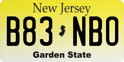 NJ license plate B83NBO