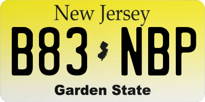 NJ license plate B83NBP