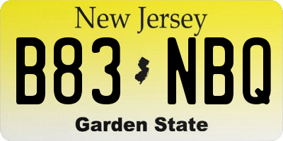 NJ license plate B83NBQ