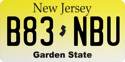 NJ license plate B83NBU