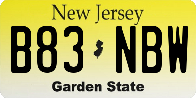 NJ license plate B83NBW