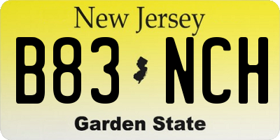 NJ license plate B83NCH