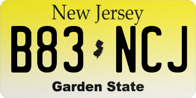 NJ license plate B83NCJ
