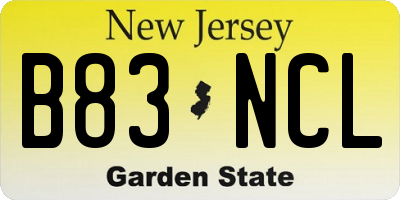 NJ license plate B83NCL