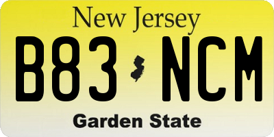 NJ license plate B83NCM