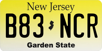 NJ license plate B83NCR