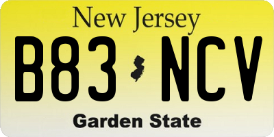 NJ license plate B83NCV