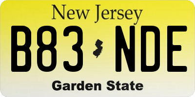 NJ license plate B83NDE