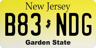 NJ license plate B83NDG