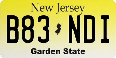 NJ license plate B83NDI