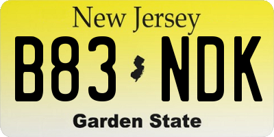 NJ license plate B83NDK
