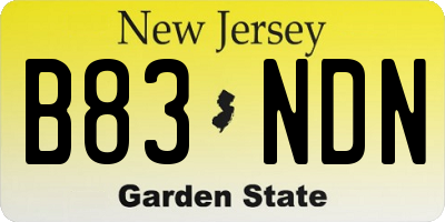 NJ license plate B83NDN