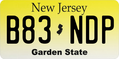 NJ license plate B83NDP
