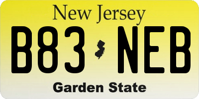 NJ license plate B83NEB