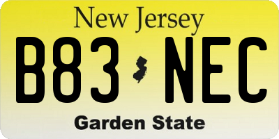 NJ license plate B83NEC