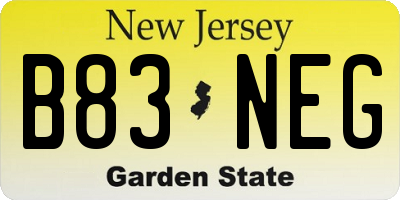 NJ license plate B83NEG