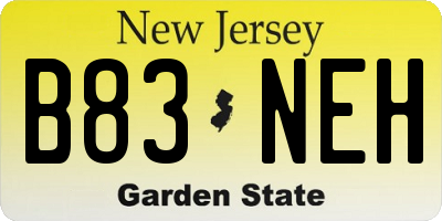 NJ license plate B83NEH