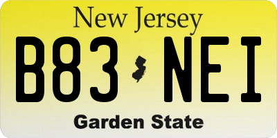 NJ license plate B83NEI
