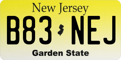 NJ license plate B83NEJ