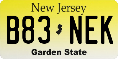 NJ license plate B83NEK