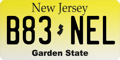 NJ license plate B83NEL