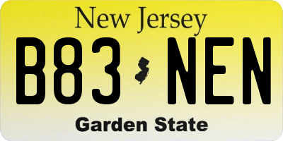 NJ license plate B83NEN