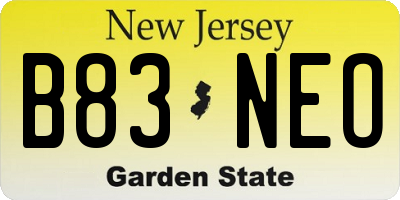 NJ license plate B83NEO