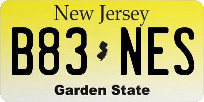 NJ license plate B83NES