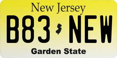 NJ license plate B83NEW