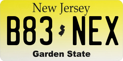NJ license plate B83NEX