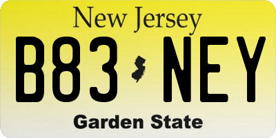NJ license plate B83NEY