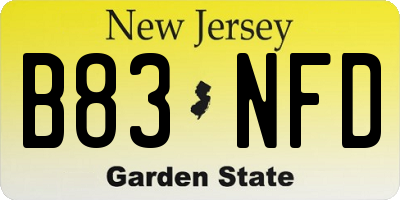 NJ license plate B83NFD