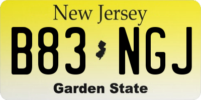 NJ license plate B83NGJ