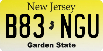 NJ license plate B83NGU